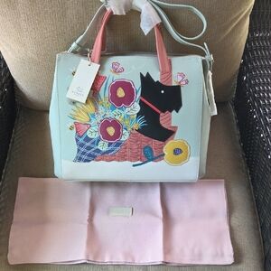 RADLEY LONDON Blue and Pink Satchel with Floral Design